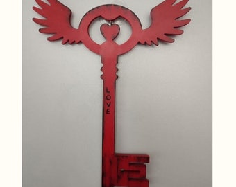 Handmade Wooden Winged Key Hanger, Hand-Painted