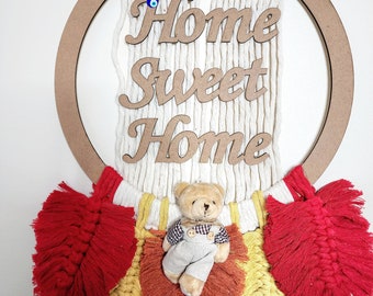 Macrame Dream Catcher Wall Hanging, Macrame Welcome baby, Home Decor, Boho Wall Hanging, Handcrafted Dreamcatcher, , Housewarming Gift