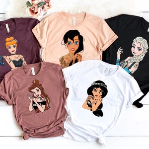 Disney Tattoo Rocker Princess Shirt, Disney Punk Princess Shirt, Tattoo Disney Princess Shirt, Disney Trip Shirt, Disney Vacation Shirts