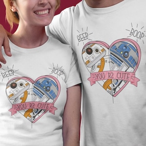 Chemise Star Wars R2D2 et BB8 Saint-Valentin, chemise mignonne You R2, Disney Star Wars, chemise Saint-Valentin, couple StarWars, Saint-Valentin Starwars