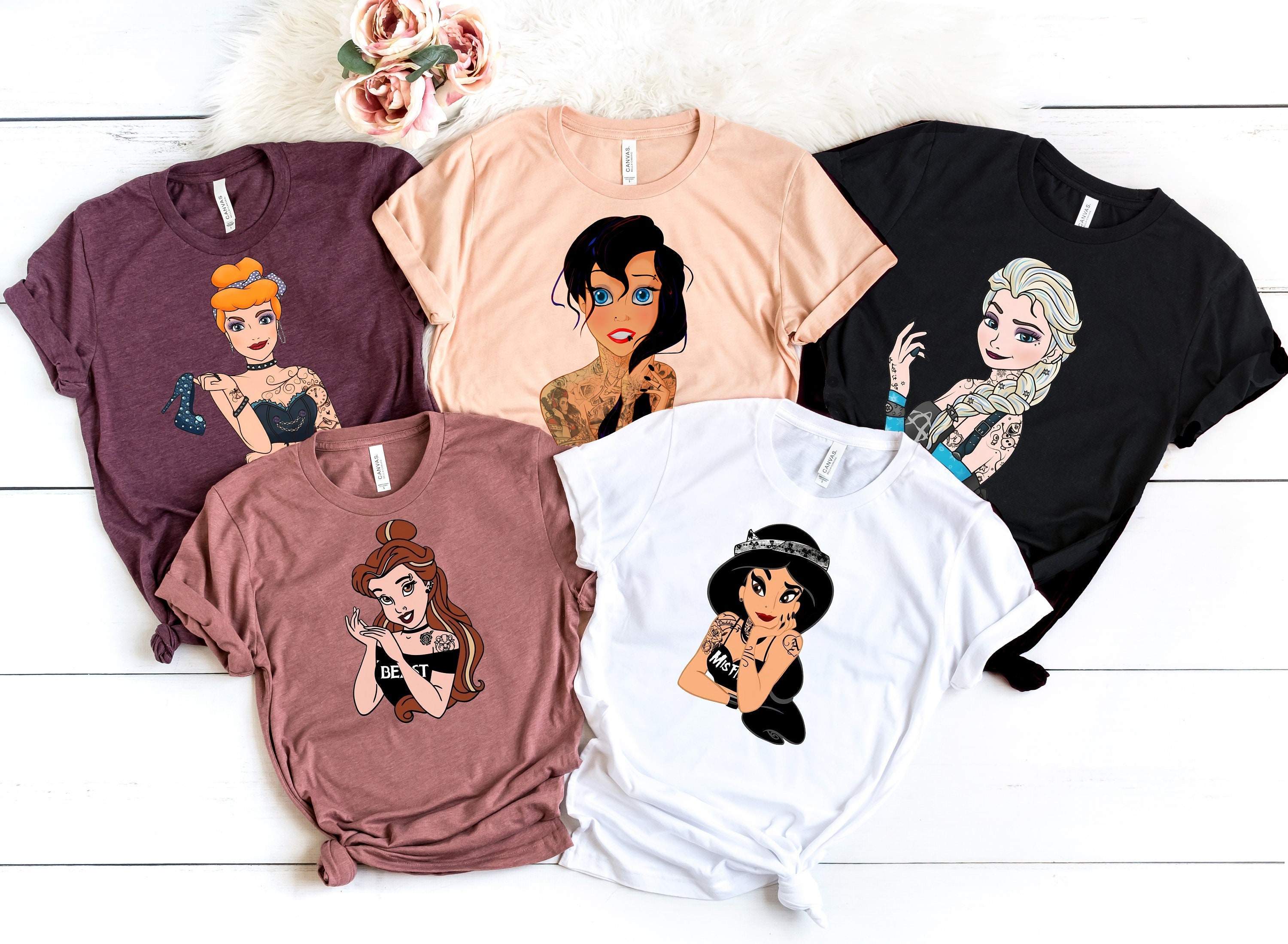 Blackjack Mom LLC  Tops  Custom Disney Princess Tattoo Shirttank   Poshmark