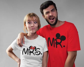 Disney Mr. and Mrs Shirts, Mickey and Minnie Disney Shirt, Disney Couple Shirt Gift, Disney Matching Shirts, Honeymoon Shirts, Wedding Tee
