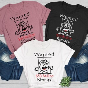 Camiseta de Toy Story, se busca recompensa de 50 mil millones de dólares, camiseta de Mr Potato Head, camiseta divertida para niños, Hollywood Studios, Andy Woody Buzz, camiseta de Toy Story imagen 1