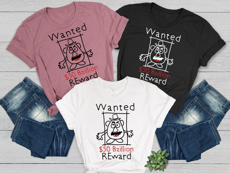 Camiseta de Toy Story, se busca recompensa de 50 mil millones de dólares, camiseta de Mr Potato Head, camiseta divertida para niños, Hollywood Studios, Andy Woody Buzz, camiseta de Toy Story imagen 1