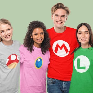 Mario And Friends Inspired Costume Shirts, Perfect Shirts for Family, Disney Group Tshirt, Fun Couple Cosplay Shirt, Mario Cosplay Gift