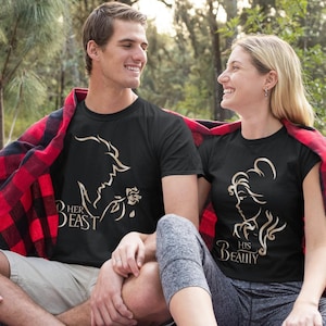 Her Beast & His Beauty Couple Shirt, Disney Matching Shirt , Beauty and Beast Lovers Shirt, Gift For Valentine, His Her Couple Shirt