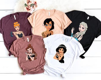 Disney Tattoo Rocker Princess Shirt, Disney Punk Princess Shirt, Tattoo Disney Princess Shirt, Disney Trip Shirt, Disney Vacation Shirts