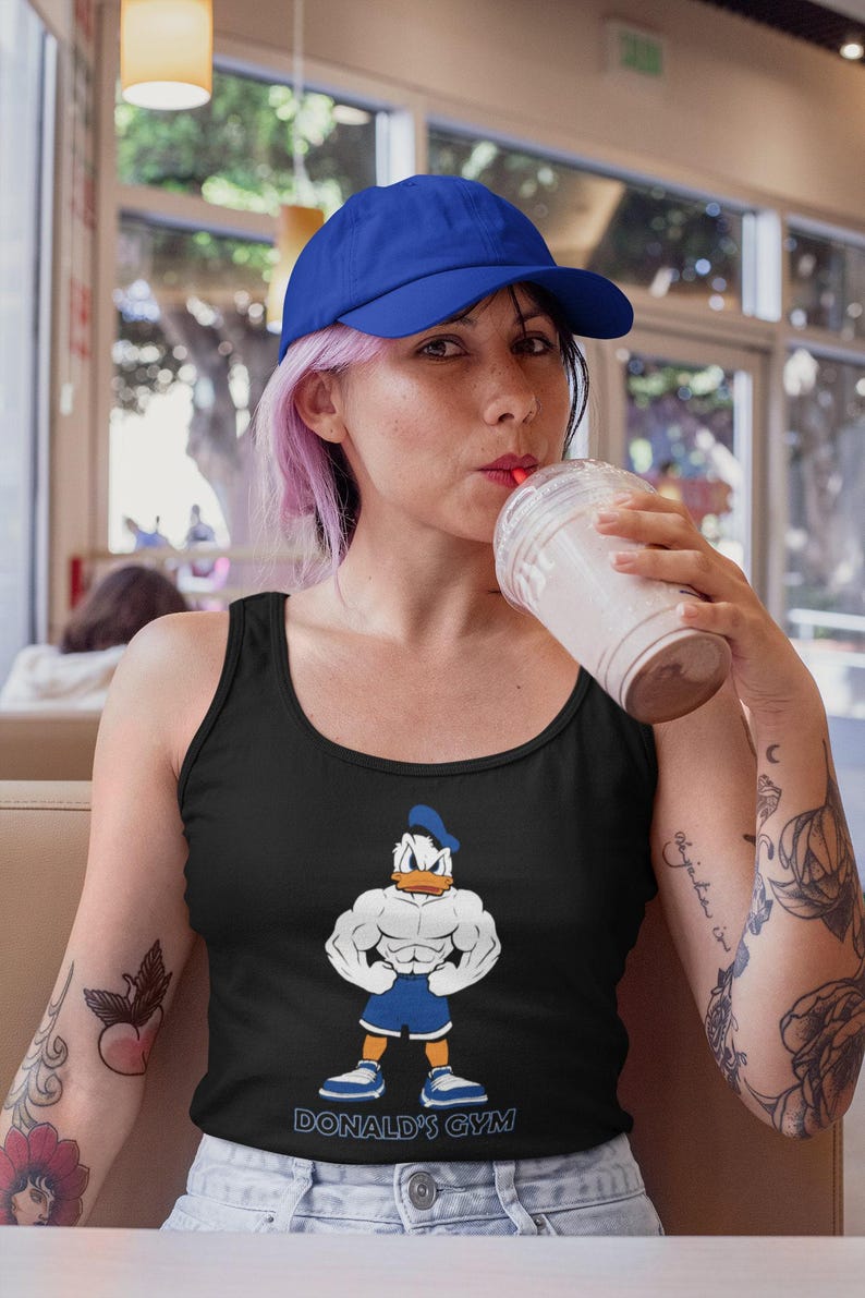 Donald Duck Fitness Shirt, Disney Gym Tank Top, Disney Donald Duck T-Shirt, Funny Gym Shirt, Disney Fitness Outfit, Funny Disney Tank Top Bild 3