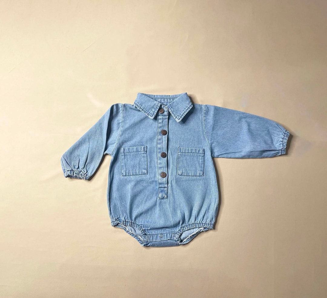 Baby Denim Romper Toddler Denim Shirt Baby Boy Clothes Baby Etsy