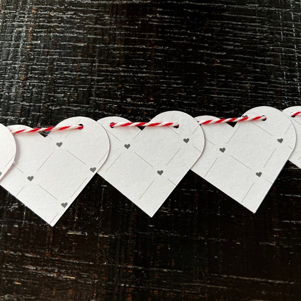 Black and white heart Valentine garland decoration.