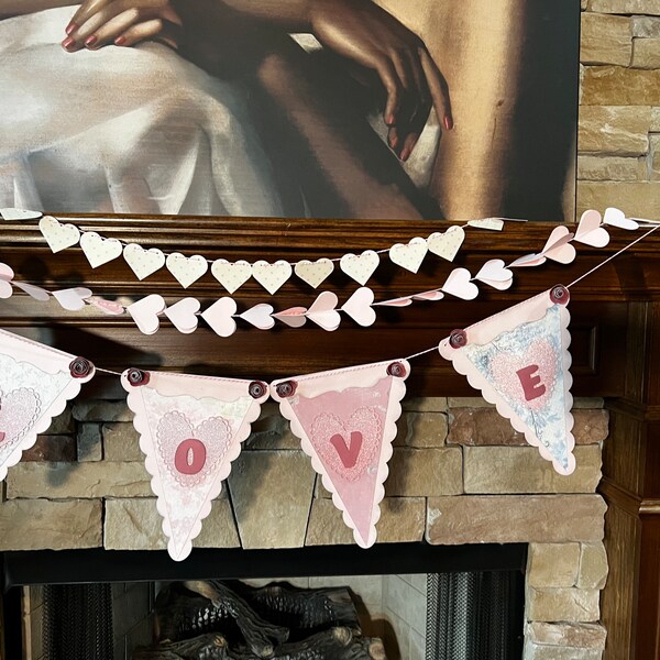 Pretty pastel LOVE Valentine’s Day garland decoration.