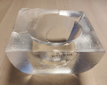 Vintage Glass Votive/Bowl by Kjell Engmann for Kosta Boda, Swedish, Fossil Pattern