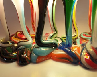 MultiColor: ein exklusives, einzigartiges Glas-Fine-Art-Herzstück mit geschmolzener Glasschale