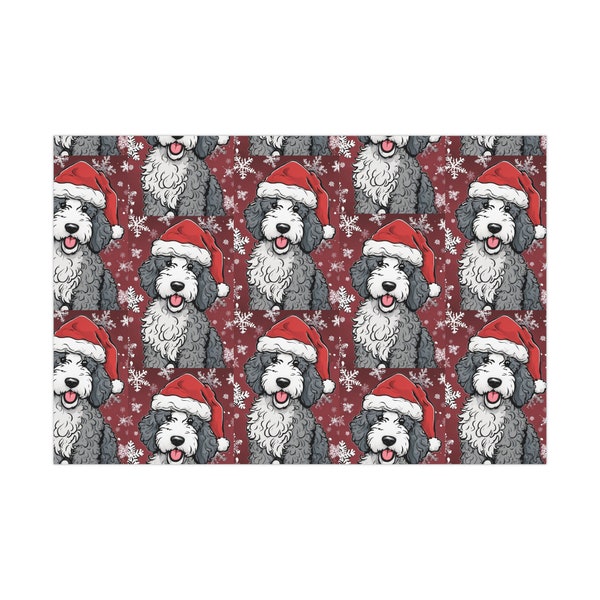 Adorable Sheepadoodle Christmas Gift Wrap Paper