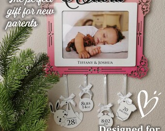 Geburtsanzeige Rahmen | Personalisierter Baby Bilderrahmen | Neue Eltern Bilderrahmen | Bilderrahmen Kinderzimmer