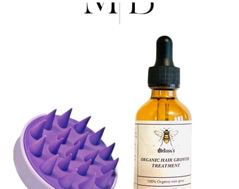 Sérum para el crecimiento del cabello orgánico, sin transgénicos, apto para veganos y libre de crueldad animal, con masajeador capilar para el cuero cabelludo.