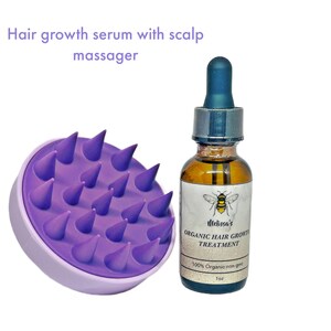 Hair growth serum 100% Organic, non-Gmo, vegan and cruelty free with scalp massager