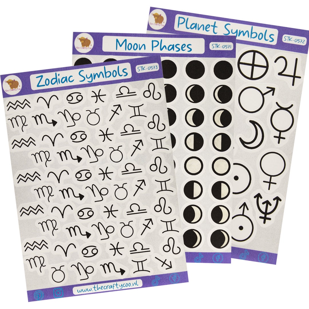 Planner Zodiac Moon Phases and Symbols Bundle Etsy