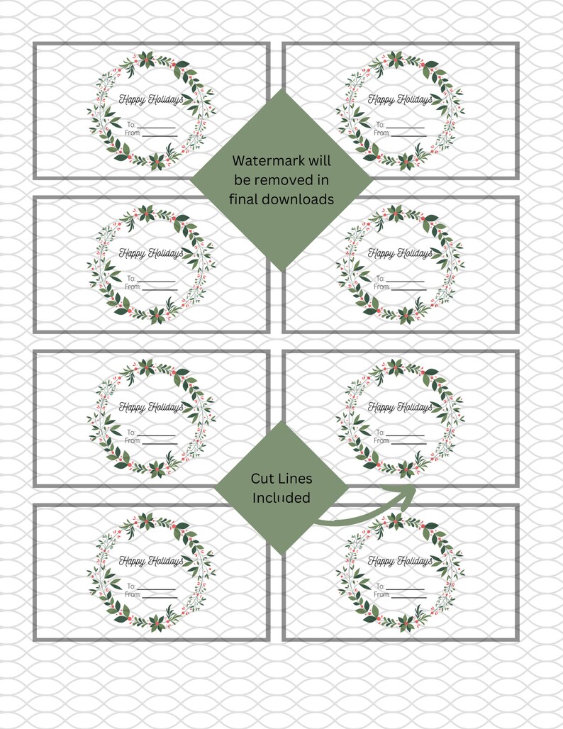 Christmas Wreath Gift Tags Printable Christmas Gift Tag - Etsy