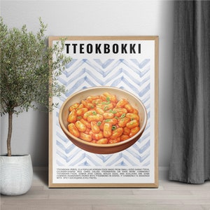 Tteokbokki | Retro Posters | Korean Food Poster | Kitchen Restaurant Wallart | Minimalist Aesthetic Deco Wall Poster | Digital Download