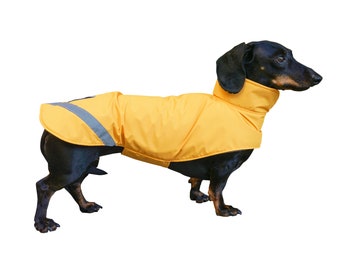Dachshund coat with polar fleece lining - Waterproof Dachshund jacket - Raincoat
