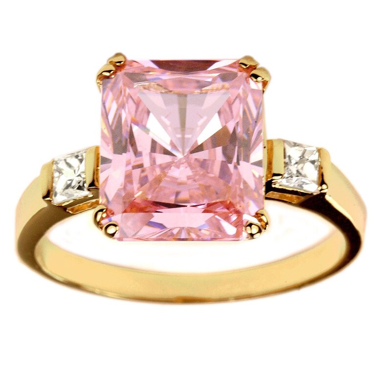 Justine 18K Gold CZ Double Hoop Ring - Pink