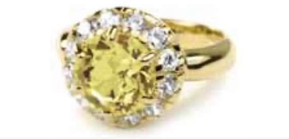Bette Davis Replica Canary Yellow CZ Gold Ring UK