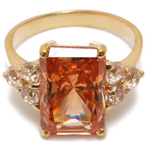 Betty Grable Replica Champagne/Cognac CZ Gold Ring
