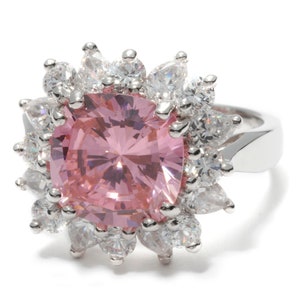 Bette Davis Replica Pink CZ Silver Ring