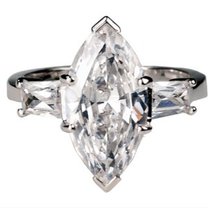 Norma Shearer Replica Marquise CZ Solitaire Silver Ring