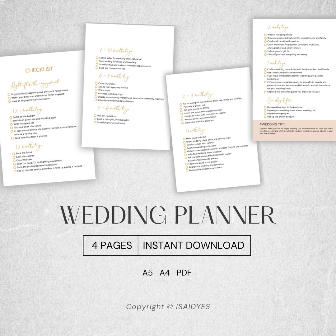 Wedding Planner Printable Printable Wedding Planner Pages - Etsy