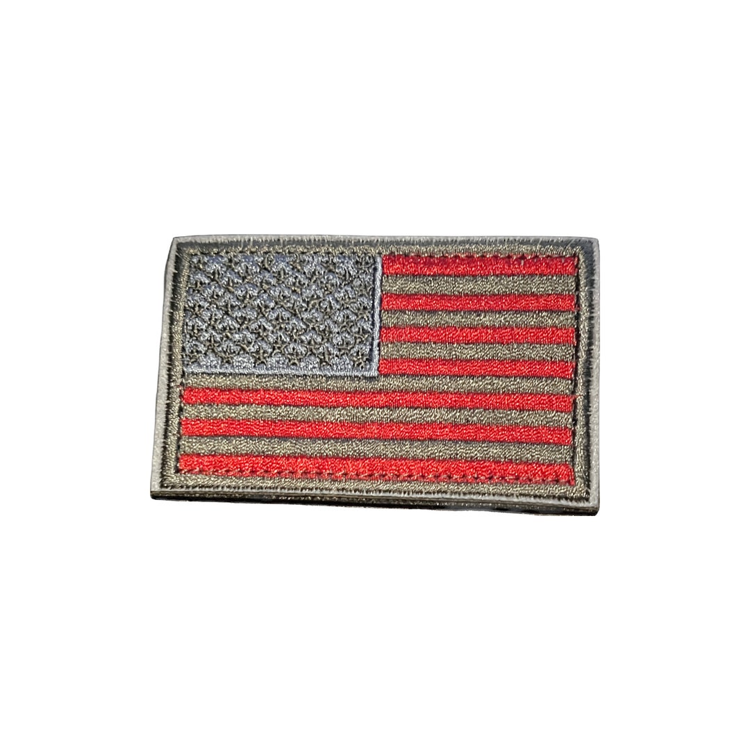 Gray and Red American Flag Velcro Patch 2x3 L Made in Etsy