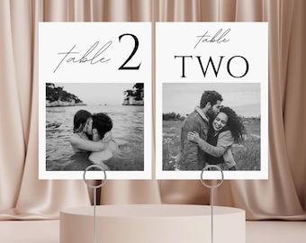 Personalized Photo Table Numbers: Modern Wedding Table Cards