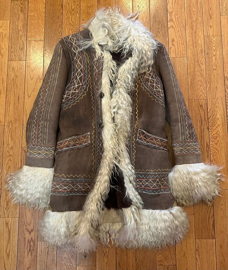 Tan Embroidered Penny Lane Coat (L/XL)