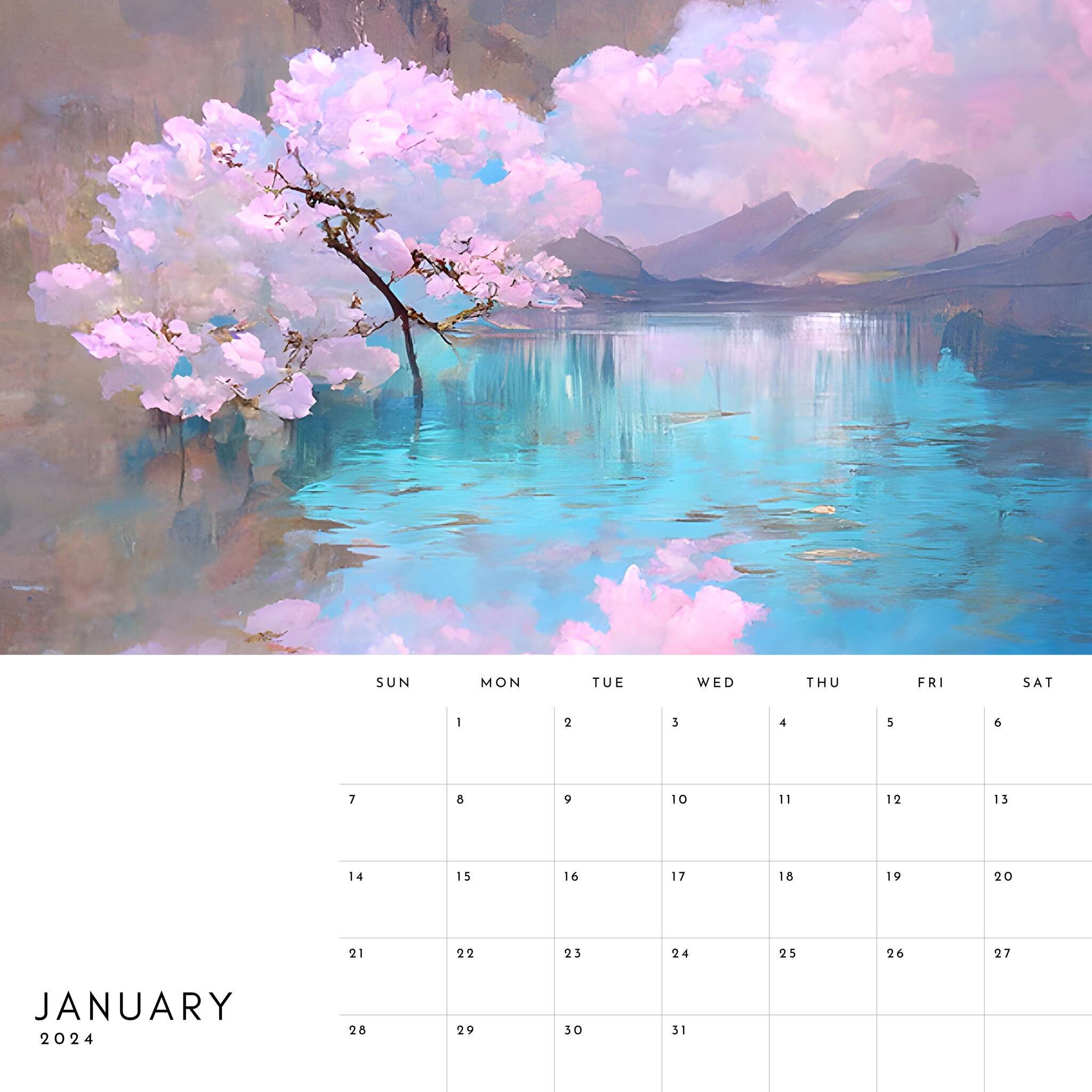 Square Japanese Sakura 2024 Calendar Etsy Australia