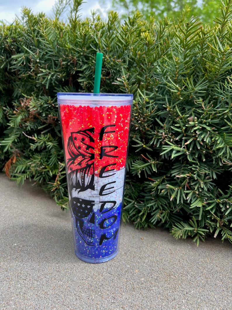 Freedom Starbucks Rhinestone Tumbler Rhinestone Filled Etsy