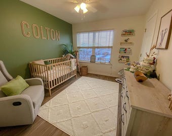 Letrero de madera personalizado con nombre: decoración de pared para guardería, letras infantiles