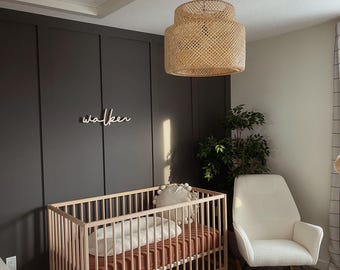 Letrero de madera personalizado con nombre de bebé - Decoración cursiva para habitación infantil - Letrero con nombre de bebé para habitación infantil - Decoración de pared personalizada para habitación infantil