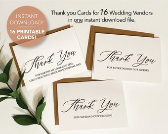 Thank You Card Wedding Vendor Thank You Card Printable Wedding Vendor Thank You Card Printable Thank You Card for All Wedding Vendor Cards