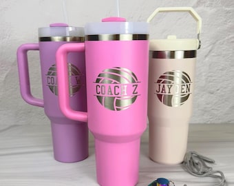 Vaso Stanley personalizado para atletas o entrenadores con firmas del equipo, botella de agua con el logotipo del equipo para jugadores de baloncesto, regalo para jugadores de fútbol