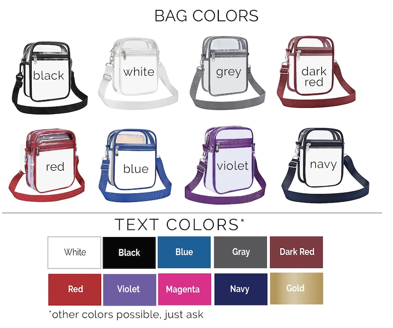 Personalized clear stadium bag, crossbody stadium purse, stadium approved bag for her, graduation gift for her, college student gift for her image 10