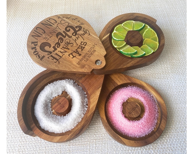 Personalized Acacia Wood Margarita Rimmer: Cocktail Bar Gift