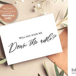 Wedding Proposal Card Walk Me Down the Aisle Proposal Card Printable Walk Me Down the Aisle Proposal Give Me Away Proposal Card Printable