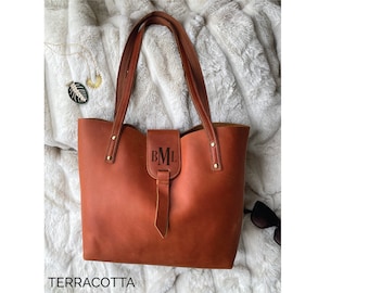 Genuine leather tote bag for her, large leather shoulder bag purse, personalized promotion gift for her, custom graduation gift for daughter