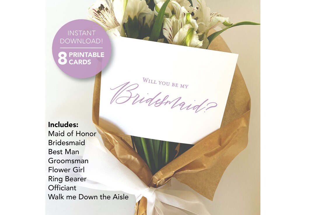 Printable Proposal Card Bridal Party Proposal Card Maid of Honor ...