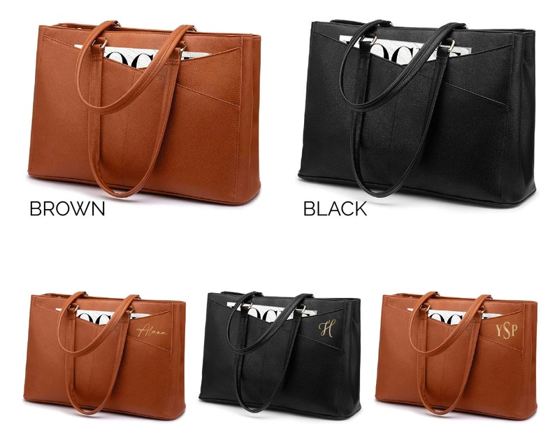 Ladies Custom Laptop Tote Bag Personalized Leather Laptop Etsy