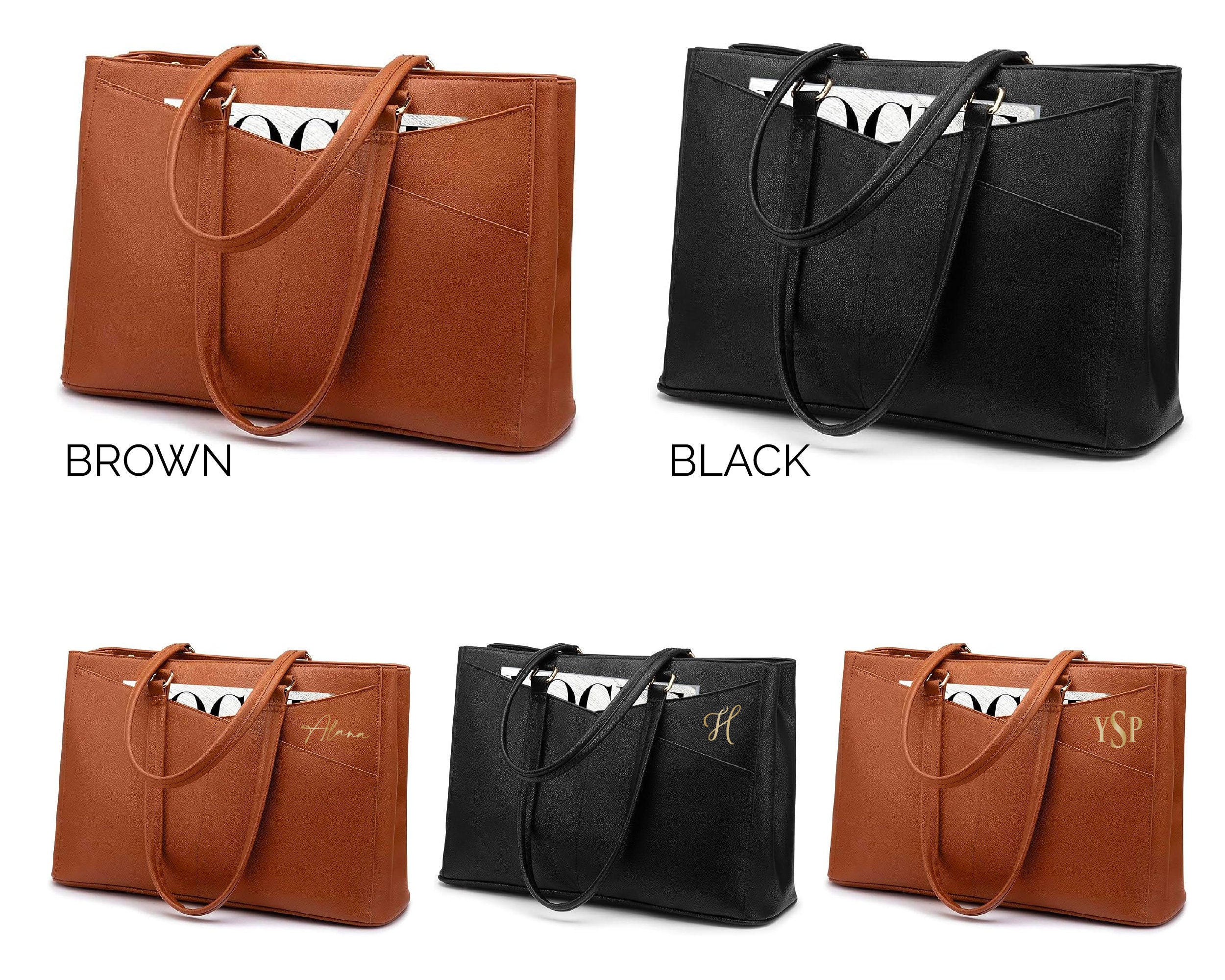 Ladies Custom Laptop Tote Bag Personalized Leather Laptop Etsy