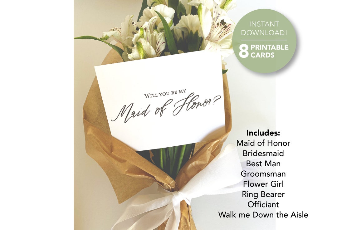 Printable Proposal Card Bridal Party Proposal Card Maid of Honor ...