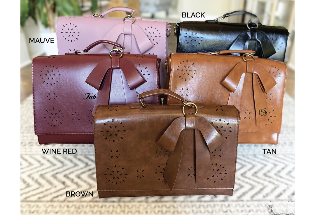 Personalized Leather Laptop Bag for Women Monogram Leather Etsy