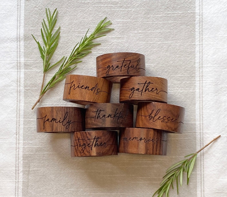 Personalized Wood Napkin Ring, Holiday Napkin Ring Holder, Tablescape ...